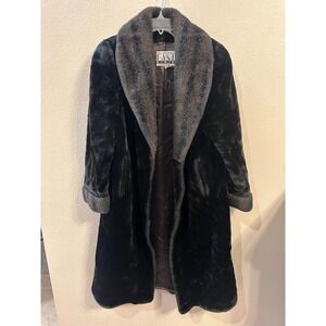Boulevard East Black Faux Fur Coat Glamorous Winter‎ Outerwear Made in USA
